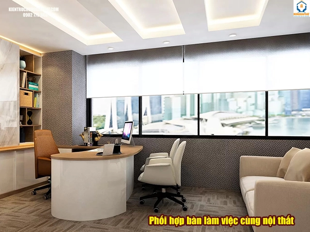 phối hợp bàn làm việc với nội thất