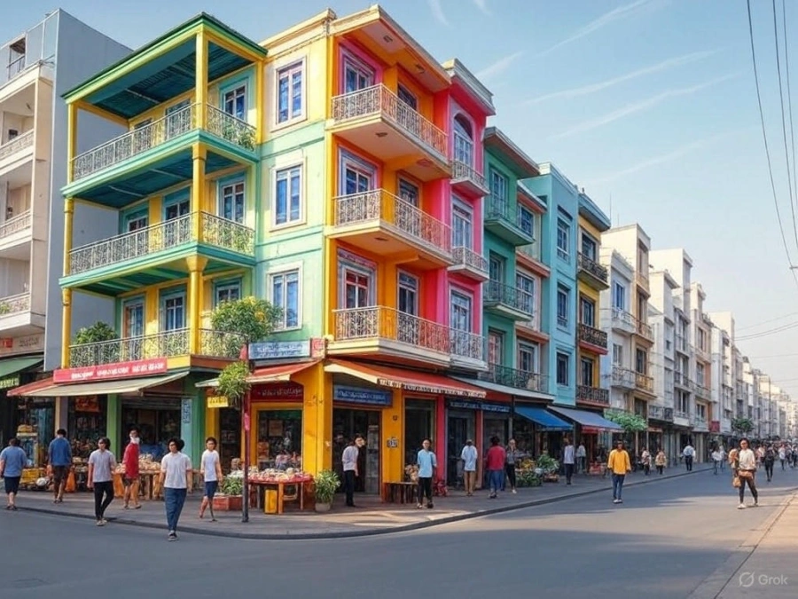 vị trí và kiến trúc của nhà phố thương mại